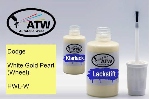 Dodge, White Gold Pearl (Wheel), HWL-W: 20ml Lackstift + 20ml Klarlack - Set, von ATW Autoteile West.